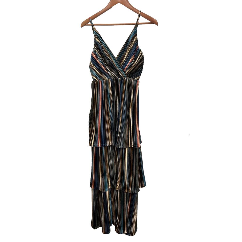 House of Harlow Revolve XS Consuelo Dress Pleated Velvet Multicolor Dress‎ NWT